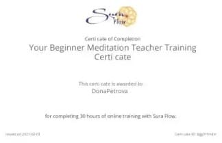 Your Beginner Meditation Teacher Training Certificate | Surya Yoga (Completion of 30 hours of specialized online training)